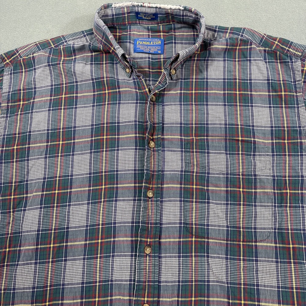 FLANNEL SHRIT PENDLETON Mens Large Plaid Southwestern L/S Lightweight Cowboy